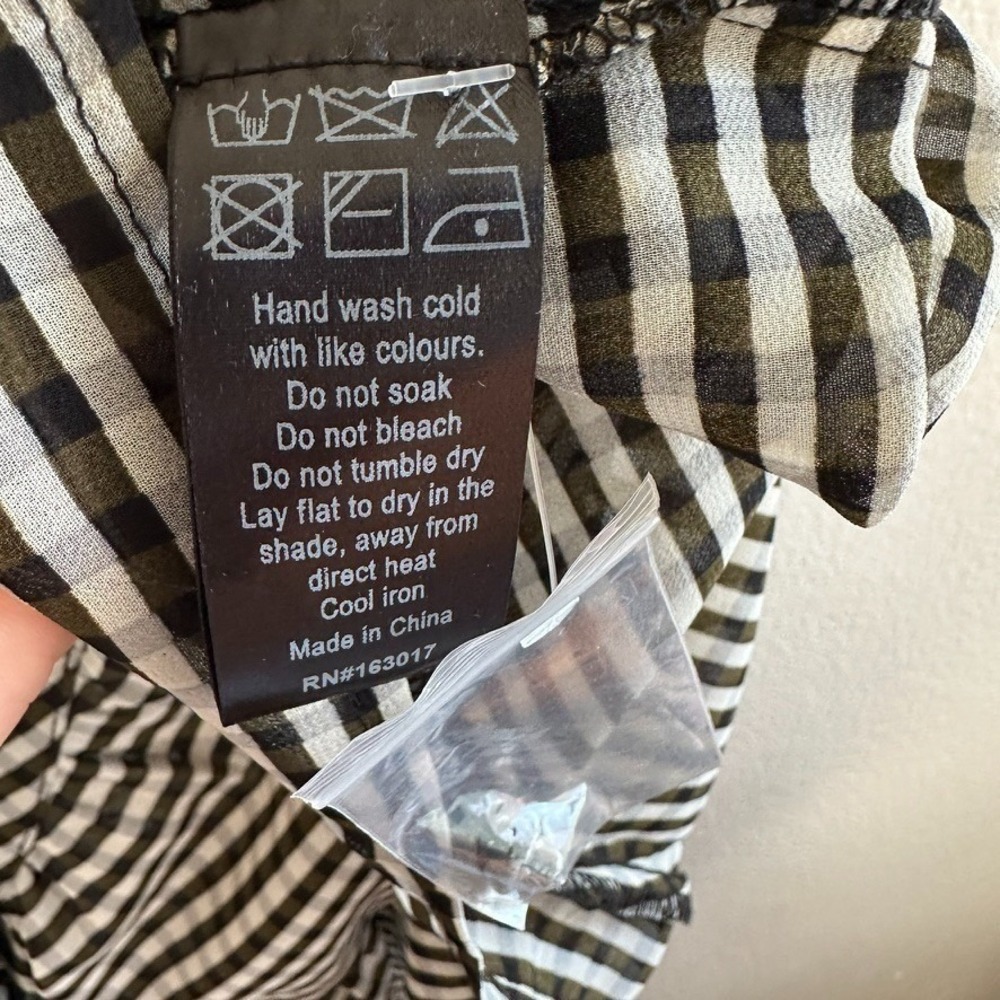 Lioness Winona Romper Black Check Gingham Bustier Button Front Tiered Ruffle M - Picture 11 of 12